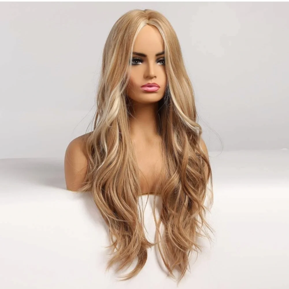 Middle Part Long Wavy Blonde Wig